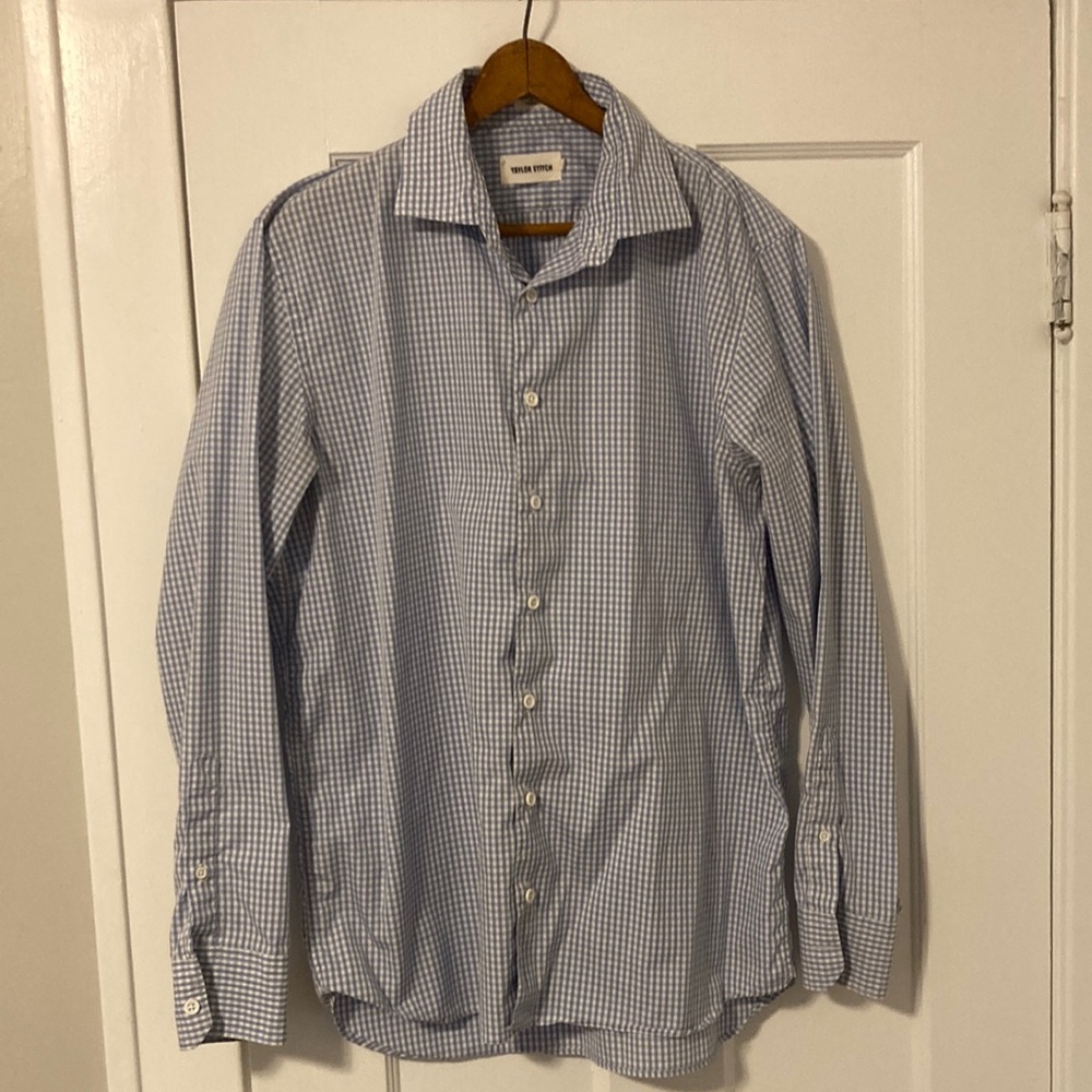 Taylor Stitch Hyde Shirt in Blue White Mini Gingham 100% Cotton sz.42/L